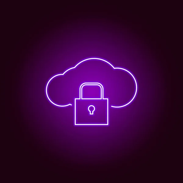 Hacker, icono de nube en estilo neón. Puede ser utilizado para web, logotipo, aplicación móvil, interfaz de usuario, UX — Vector de stock