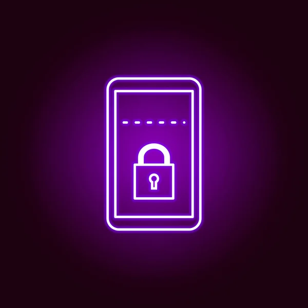 Hacker, Handy-Ikone im Neon-Stil. kann für Web, Logo, mobile App, ui, ux verwendet werden — Stockvektor