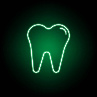 Tıbbi, neon tarzında diş simgesi. Tıp illüstrasyon unsuru. İşaretler ve semboller simgesi web, logo, mobil uygulama, Ui, Ux için kullanılabilir