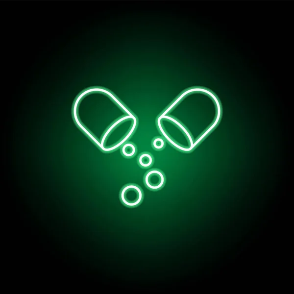 Médico, ícone pílula em estilo neon. Elemento da ilustração da medicina. Sinais e símbolos ícone pode ser usado para web, logotipo, aplicativo móvel, UI, UX —  Vetores de Stock