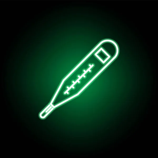 Médico, ícone termômetro em estilo neon. Elemento da ilustração da medicina. Sinais e símbolos ícone pode ser usado para web, logotipo, aplicativo móvel, UI, UX —  Vetores de Stock
