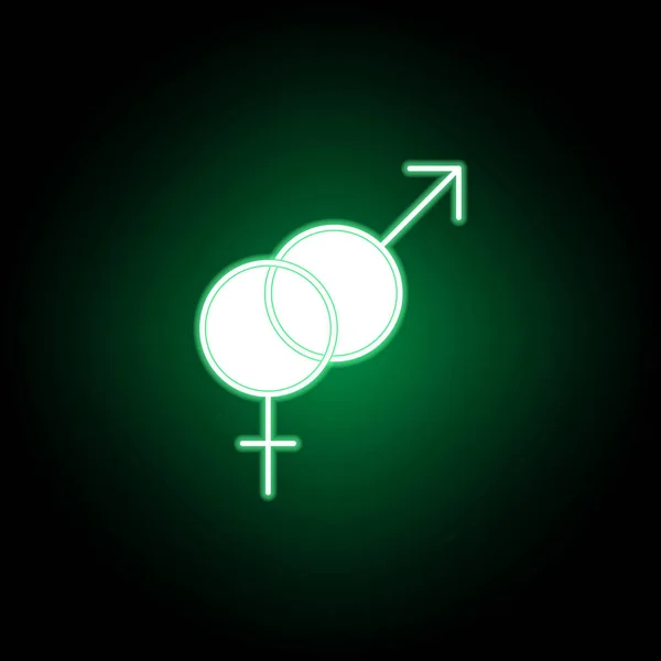 Medisch, gender symbolen icoon in neon stijl. Element van de illustratie van de geneeskunde. Pictogram tekenen en symbolen kan worden gebruikt voor web, logo, mobiele app, ui, UX — Stockvector