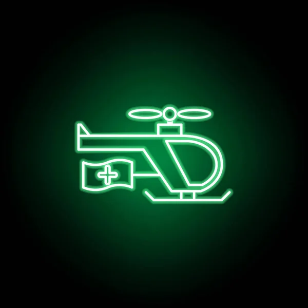 Medical, emergency chopper icon in neon style. Element of medicine illustration. Signs and symbols icon can be used for web, logo, mobile app, UI, UX — Stock Vector