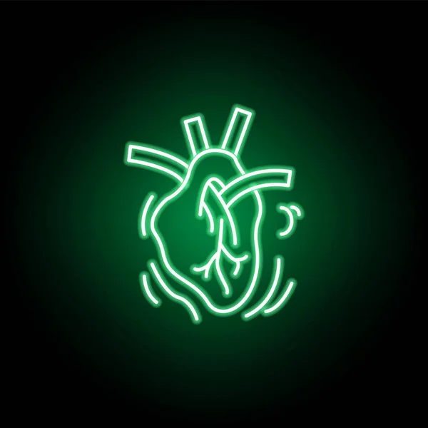 Médico, ícone de coração em estilo neon. Elemento da ilustração da medicina. Sinais e símbolos ícone pode ser usado para web, logotipo, aplicativo móvel, UI, UX — Vetor de Stock