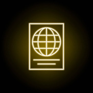 neon tarzında pasaport simgesi. Seyahat illüstrasyon unsuru. İşaretler ve semboller web, logo, mobil uygulama, Ui, Ux için kullanılabilir