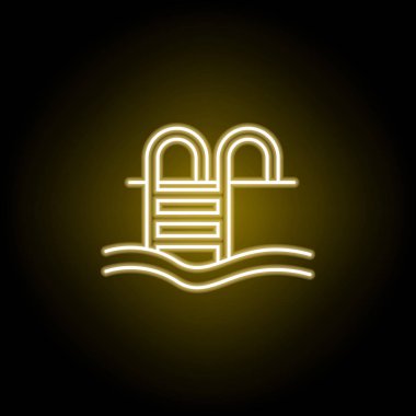neon tarzında havuz simgesine merdiven. İşaretler ve semboller web, logo, mobil uygulama, Ui, Ux için kullanılabilir