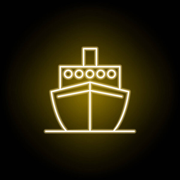 ship icon in neon style. Signs and symbols can be used for web, logo, mobile app, UI, UX