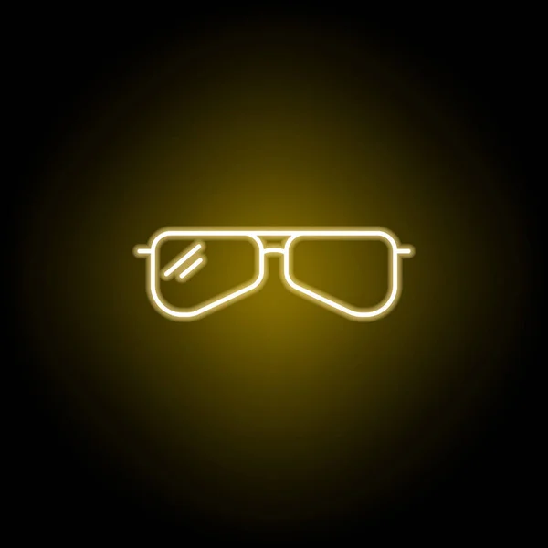 Icono de gafas de sol en estilo neón. Elemento de ilustración de viaje. Los signos y símbolos se pueden utilizar para la web, logotipo, aplicación móvil, interfaz de usuario, UX — Vector de stock