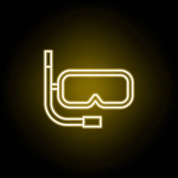 Ícone máscara de natação em estilo neon. Sinais e símbolos podem ser usados para web, logotipo, aplicativo móvel, UI, UX — Vetor de Stock