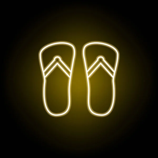 Ikon flip flops dalam gaya neon. Tanda dan simbol dapat digunakan untuk web, logo, aplikasi mobile, UI, UX - Stok Vektor