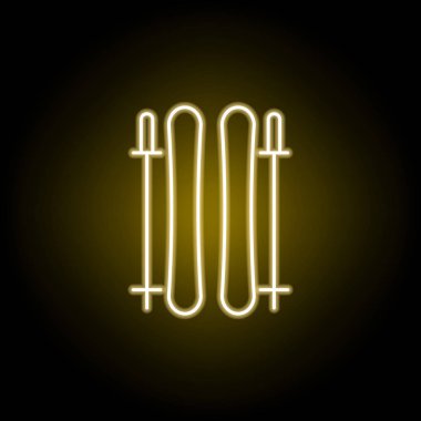 neon tarzında kayak simgesi. İşaretler ve semboller web, logo, mobil uygulama, Ui, Ux için kullanılabilir
