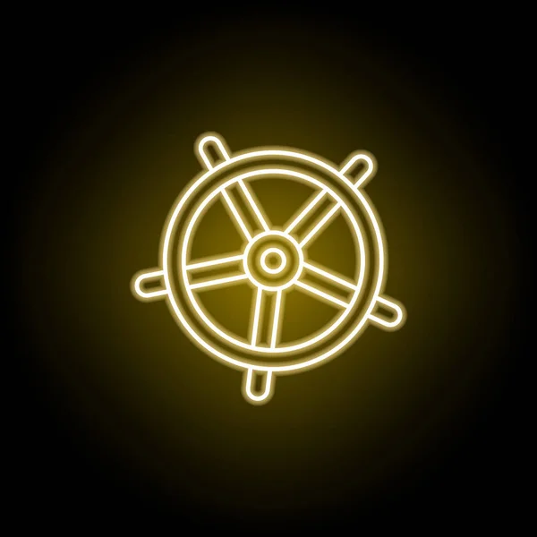 Steering wheel icon in neon style. Element of travel illustration. Signs and symbols can be used for web, logo, mobile app, UI, UX — Stock Vector