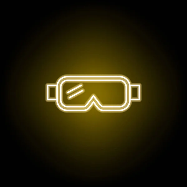 Ícone óculos em estilo neon. Sinais e símbolos podem ser usados para web, logotipo, aplicativo móvel, UI, UX — Vetor de Stock