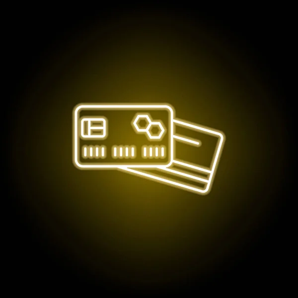 Ícone de cartão de banco em estilo neon. Sinais e símbolos podem ser usados para web, logotipo, aplicativo móvel, UI, UX —  Vetores de Stock
