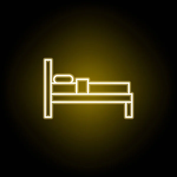 Icône de lit dans le style néon. Signes et symboles peuvent être utilisés pour le web, logo, application mobile, UI, UX — Image vectorielle