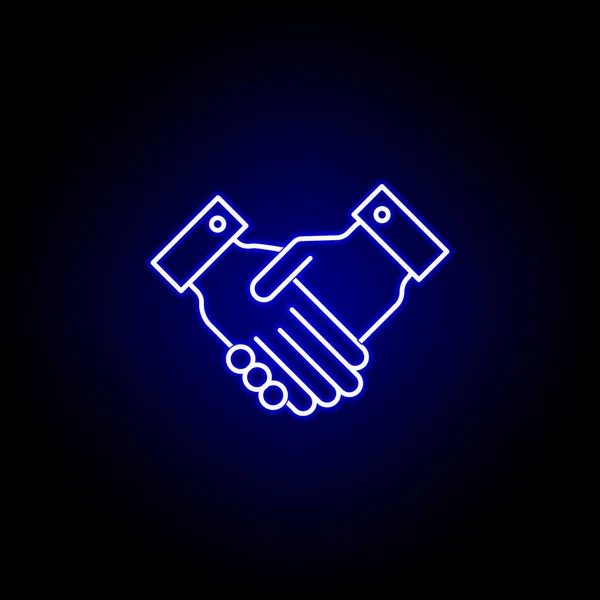 Wahl-Handschlag-Ikone im Neon-Stil. Zeichen und Symbole können für Web, Logo, mobile App, ui, ux verwendet werden — Stockvektor