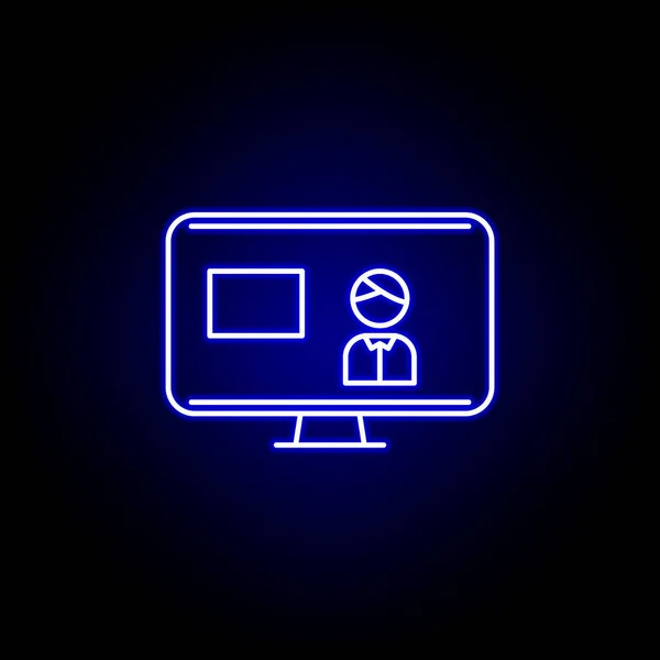 Val TV-ikonen i neon stil. Skyltar och symboler kan användas för webb, logo, mobilapp, UI, UX — Stock vektor
