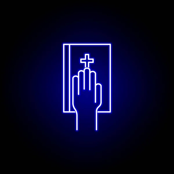 Icona del giuramento elettorale in stile neon. Segni e simboli possono essere utilizzati per il web, logo, app mobile, UI, UX — Vettoriale Stock