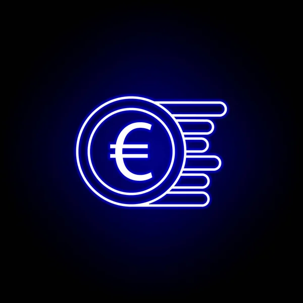 Ikona monety euro w stylu Neon. Element finansów ilustracji. Ikony znaków i symboli mogą być używane do Internetu, logo, aplikacji mobilnej, UI, UX — Wektor stockowy