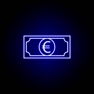 neon tarzında para faturası euro simgesi. Finans illüstrasyon unsuru. İşaretler ve semboller simgesi web, logo, mobil uygulama, Ui, Ux için kullanılabilir