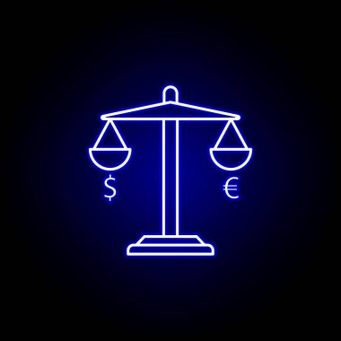 Neon tarzıterazi dolar euro simgesi. Finans illüstrasyon unsuru. İşaretler ve semboller simgesi web, logo, mobil uygulama, Ui, Ux için kullanılabilir