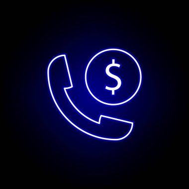 neon tarzında ahize dolar simgesi. Finans illüstrasyon unsuru. İşaretler ve semboller simgesi web, logo, mobil uygulama, Ui, Ux için kullanılabilir