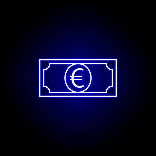 Money Bill euro ikona w stylu Neon. Element finansów ilustracji. Ikony znaków i symboli mogą być używane do Internetu, logo, aplikacji mobilnej, UI, UX — Wektor stockowy