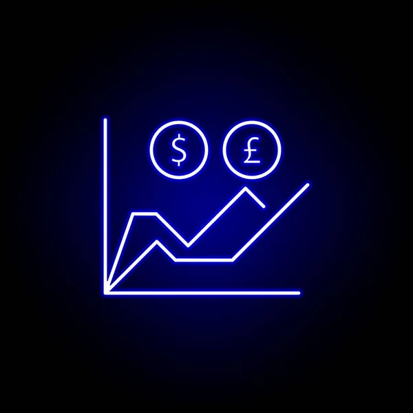 Diagramm Dollar-Pfund-Symbol im Neon-Stil. Element der Finanzillustration. Zeichen und Symbole können für Web, Logo, mobile App, ui, ux verwendet werden — Stockvektor