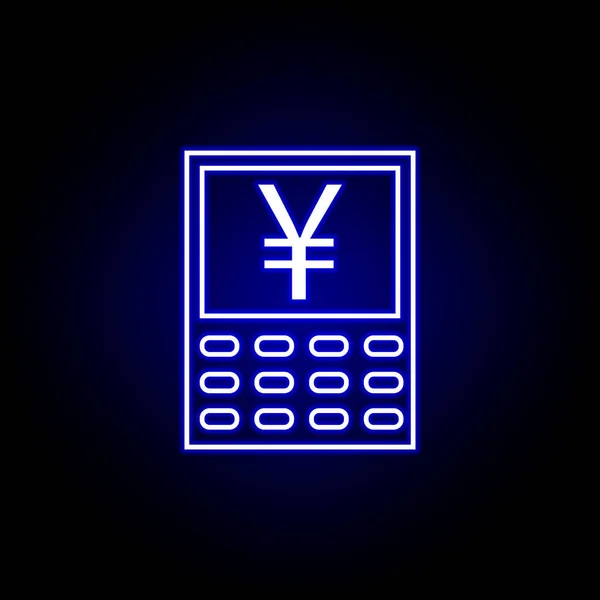 Neon tarzında hesap makinesi yuan simgesi. Finans illüstrasyon unsuru. İşaretler ve semboller simgesi web, logo, mobil uygulama, Ui, Ux için kullanılabilir — Stok Vektör