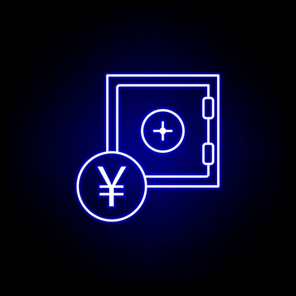 Neon tarzında güvenli yuan simgesi. Finans illüstrasyon unsuru. İşaretler ve semboller simgesi web, logo, mobil uygulama, Ui, Ux için kullanılabilir — Stok Vektör