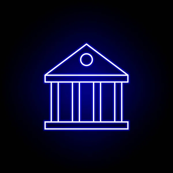 Bankgebäude-Ikone im Neon-Stil. Element der Finanzillustration. Zeichen und Symbole können für Web, Logo, mobile App, ui, ux verwendet werden — Stockvektor