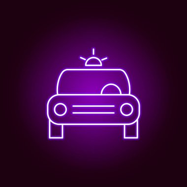 neon tarzında polis arabası ışık anahat simgesi. Neon stil simgesiaraba tamir illüstrasyon elemanları. İşaretler ve semboller web, logo, mobil uygulama, Ui, Ux için kullanılabilir