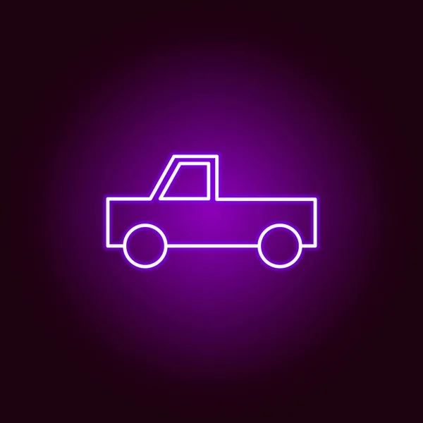 Pick truck outline icon in neon style. Elements of car repair illustration in neon style icon. Signs and symbols can be used for web, logo, mobile app, UI, UX — Stock Vector