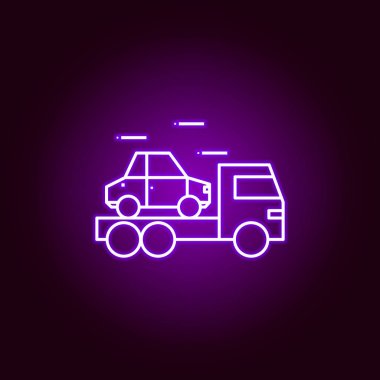 neon tarzında kamyon araba anahat simgesi. Neon stil simgesiaraba tamir illüstrasyon elemanları. İşaretler ve semboller web, logo, mobil uygulama, Ui, Ux için kullanılabilir