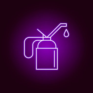 neon tarzında yağ yağı anahat simgesi. Neon stil simgesiaraba tamir illüstrasyon elemanları. İşaretler ve semboller web, logo, mobil uygulama, Ui, Ux için kullanılabilir