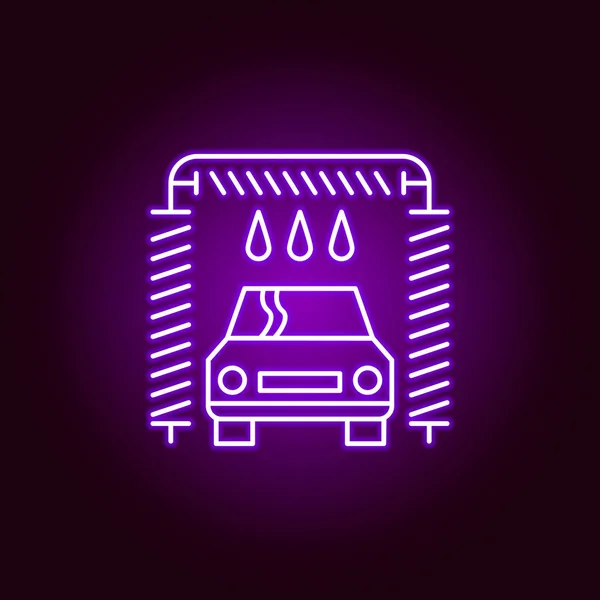 Icona contorno lavaggio auto in stile neon. Elementi di riparazione auto illustrazione in stile neon icona. Segni e simboli possono essere utilizzati per il web, logo, app mobile, UI, UX — Vettoriale Stock