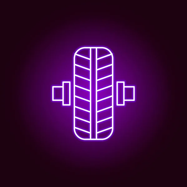 Wheel balancing car outline icon in neon style. Elements of car repair illustration in neon style icon. Signs and symbols can be used for web, logo, mobile app, UI, UX — Stock Vector