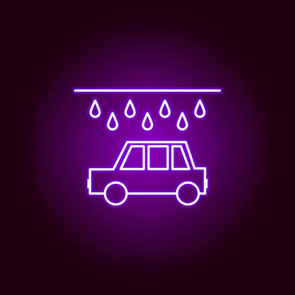 Car wash outline icon in neon style. Elements of car repair illustration in neon style icon. Signs and symbols can be used for web, logo, mobile app, UI, UX — Stock Vector