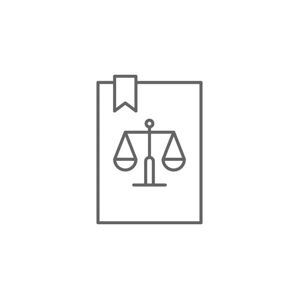 Libro de justicia esbozar icono. Icono de línea de ilustración de Elementos de Derecho. Signos, símbolos y vectores se pueden utilizar para la web, logotipo, aplicación móvil, interfaz de usuario, UX — Vector de stock