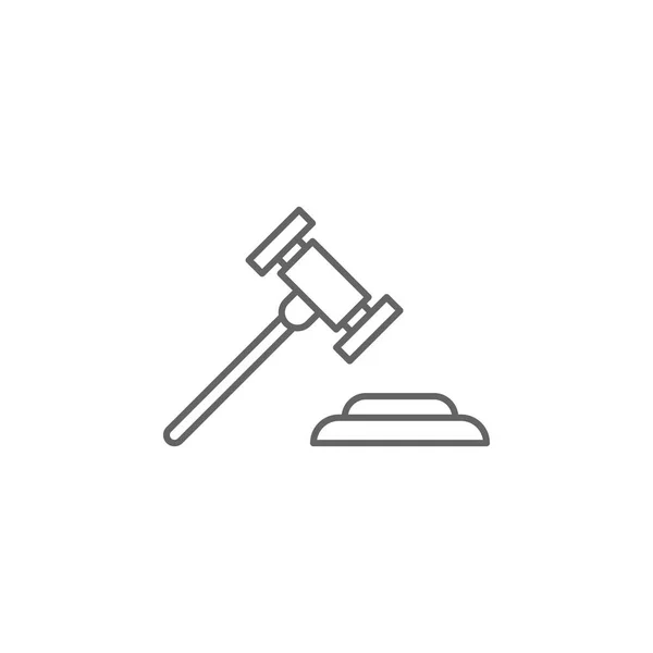 Icono del contorno del martillo de la justicia. Icono de línea de ilustración de Elementos de Derecho. Signos, símbolos y vectores se pueden utilizar para la web, logotipo, aplicación móvil, interfaz de usuario, UX — Archivo Imágenes Vectoriales