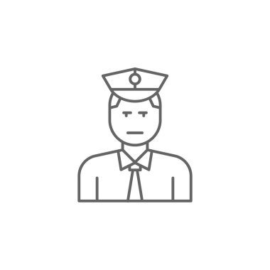 Adalet polis anahat simgesi. Hukuk çizim çizgi simgesinin Elemanları. İşaretler, semboller ve vektörler web, logo, mobil uygulama, Ui, Ux için kullanılabilir