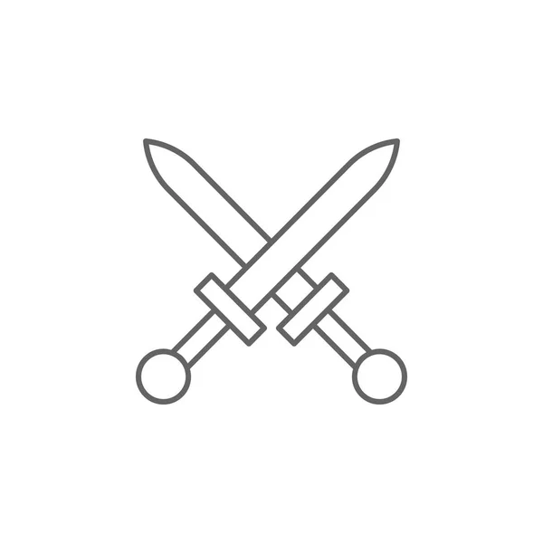 Justice swords outline icon. Elements of Law illustration line icon. Signs, symbols and vectors can be used for web, logo, mobile app, UI, UX — Stock Vector