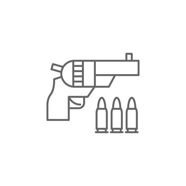 Rättvisa revolver kontur ikon. Element av lagen illustration linje ikon. Tecken, symboler och vektorer kan användas för webb, logo, mobilapp, UI, UX — Stock vektor