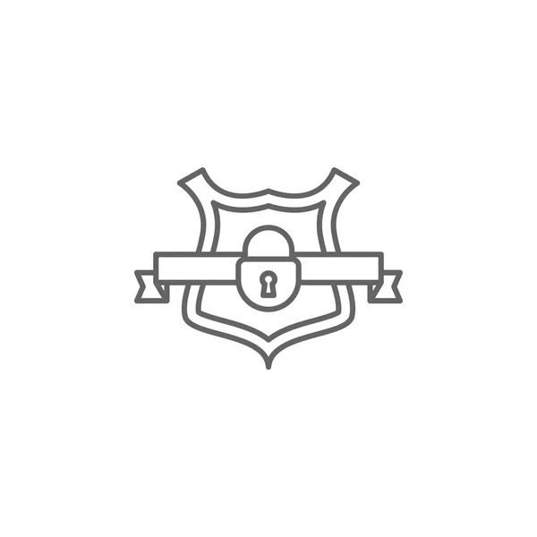 Ikona obranného obrysu spravedlnosti. Prvky práva – ilustrace ikony čar Značky, symboly a vektory mohou být použity pro web, logo, mobilní aplikace, UI, UX — Stockový vektor