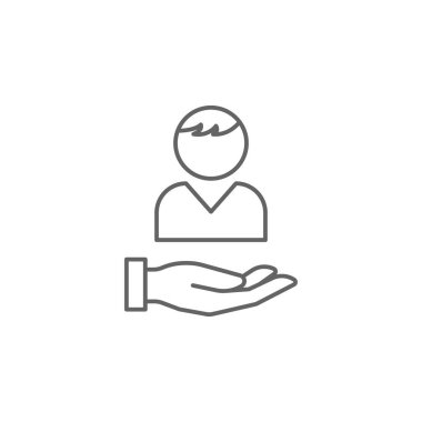 Destek el dostluk anahat simgesi. Dostluk hattı simgesinin elemanları. İşaretler, semboller ve vektörler Web, logo, mobil uygulama, ui, UX için kullanılabilir