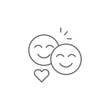 Smiley dostluk anahat simgesi. Dostluk hattı simgesinin elemanları. İşaretler, semboller ve vektörler Web, logo, mobil uygulama, ui, UX için kullanılabilir