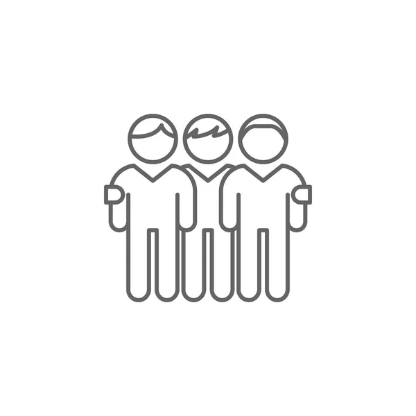 Дружба трех мужчин очерчивает икону. Элементы иконы линии дружбы. Знаки, символы и векторы могут быть использованы для веб, логотип, мобильное приложение, пользовательский интерфейс, UX — стоковый вектор