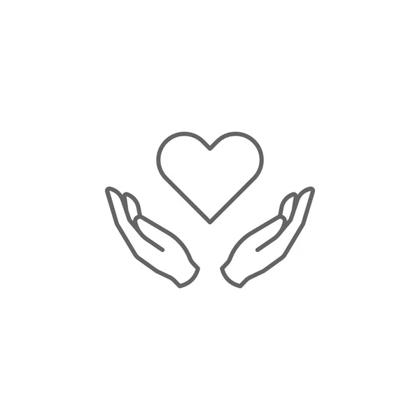 Amor mãos ícone esboço amizade. Elementos do ícone da linha de amizade. Sinais, símbolos e vetores podem ser usados para web, logotipo, aplicativo móvel, UI, UX —  Vetores de Stock