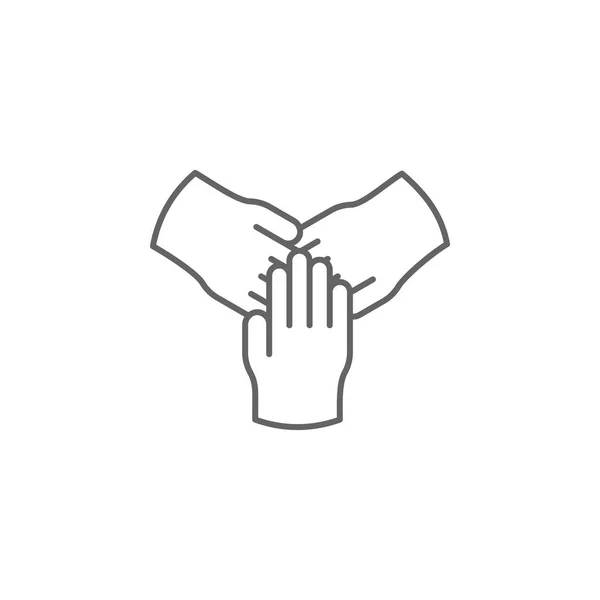 Collaborazione mani icona contorno. Elementi di amicizia linea icona. Segni, simboli e vettori possono essere utilizzati per web, logo, app mobile, UI, UX — Vettoriale Stock