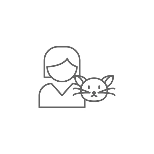 Lány macska barátság vázlat ikonra. Elemei a barátság vonal ikonja. Jelek, szimbólumok és vektorok is használható webes, logó, mobil alkalmazás, UI, UX — Stock Vector